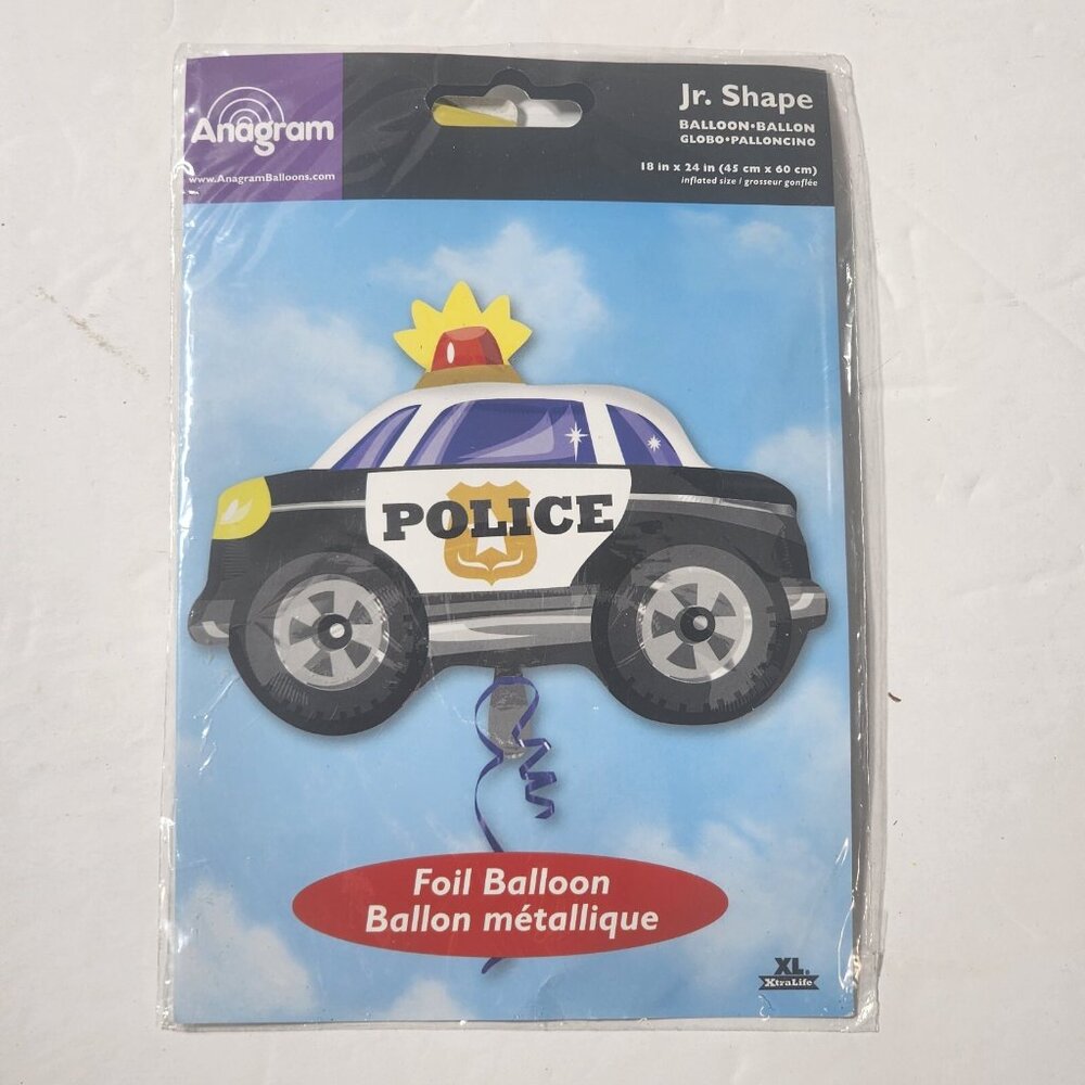 Anagram Jr Shape Foil Balloon Police Car 18 in x 24 in XL XtraLife New